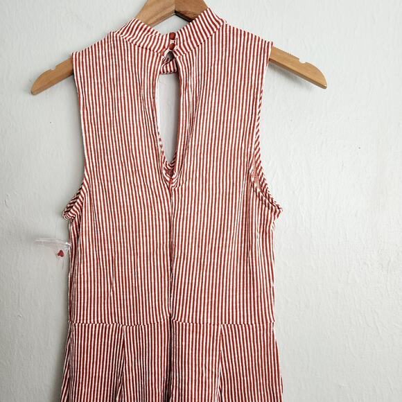 NEW Modcloth For The Bliss Of It Jumpsuit Orange White Stripe One Piece - Picture 13 of 13